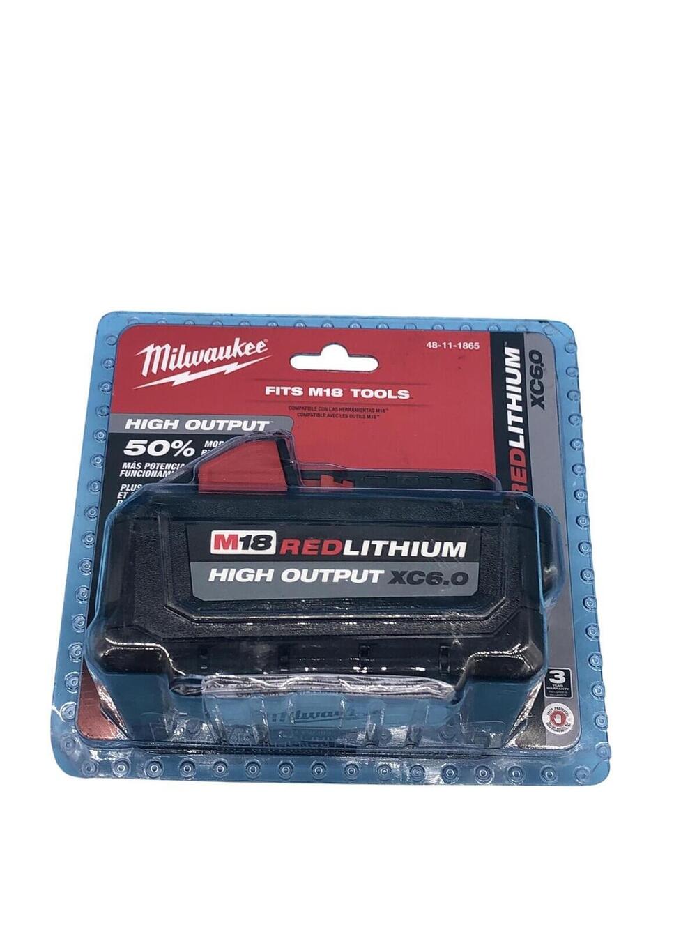Milwaukee M18 REDLITHIUM HIGH OUTPUT XC6.0 Battery 48-11-1865 18V Black Li-Ion